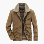 Men's Corduroy Jacket with Shearling Lining and Button Fastening - Image 6