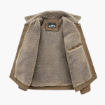 Men's Corduroy Jacket with Shearling Lining and Button Fastening - Image 7