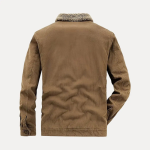 Men's Corduroy Jacket with Shearling Lining and Button Fastening - Image 8