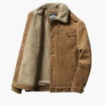 Men’s Corduroy Jacket with Sherpa Lining and Button Closure - Image 3