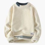 Men's Crewneck Sweater with Ribbed Hem and Cuffs - Image 4