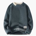 Men's Crewneck Sweater with Ribbed Hem and Cuffs - Image 2