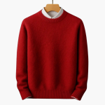 Men’s Crew Neck Knit Sweater with Ribbed Cuffs and Hem - Image 4