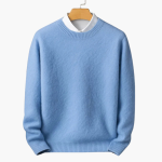 Men’s Crew Neck Knit Sweater with Ribbed Cuffs and Hem - Image 3