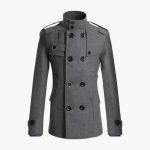 Men’s Double-Breasted Coat with High Collar and Shoulder Epaulets - Image 4