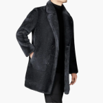 Men’s Faux Fur Coat with Lapel Collar and Button Front - Image 4