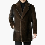 Men’s Faux Fur Coat with Lapel Collar and Button Front - Image 6