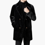 Men’s Faux Fur Coat with Lapel Collar and Button Front - Image 5