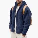 Men’s Fleece Jacket with Hood and Full Zipper - Image 2