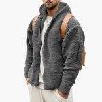 Men’s Fleece Jacket with Hood and Full Zipper - Image 5