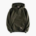 Men's Half-Zip Hoodie with Front Pocket and Ribbed Cuffs - Image 2