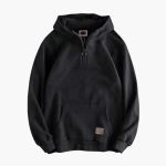 Men's Half-Zip Hoodie with Front Pocket and Ribbed Cuffs - Image 3