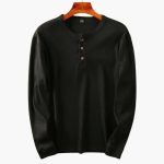 Men’s Henley Long Sleeve Shirt with Button Placket and Ribbed Surface - Image 6