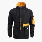 Men’s Hooded Jacket with Zipper Front and Multiple Pockets - Image 3