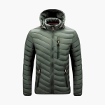 Men’s Hooded Padded Jacket with Zip Front and Side Pockets - Image 3