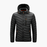 Men’s Hooded Padded Jacket with Zip Front and Side Pockets - Image 2
