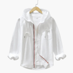 Men’s Hooded Shirt with Drawstring Hood and Button Front - Image 4