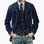 Men’s Jacket and Vest with Lapel Collar and Button Closure - Image 3