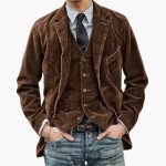 Men’s Jacket and Vest with Lapel Collar and Button Closure - Image 4