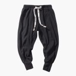 Men’s Japan Style Trousers with Drop Crotch and Adjustable Waist - Image 2