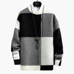 Men’s Sweater with Block Pattern and Ribbed Edges - Image 4