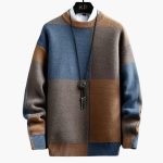 Men’s Sweater with Block Pattern and Ribbed Edges - Image 3