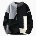 Men’s Sweater with Cable Knit and Patchwork Details - Image 3