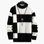 Men's Sweater with Structured Knit and Block Pattern - Image 2