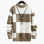 Men's Sweater with Structured Knit and Block Pattern - Image 3