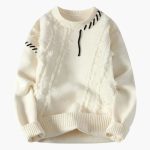 Men's Sweater with Textured Surface and Ribbed Edges - Image 2