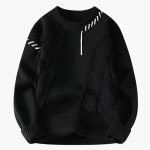 Men's Sweater with Textured Surface and Ribbed Edges - Image 6