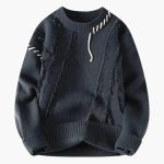 Men's Sweater with Textured Surface and Ribbed Edges - Image 5