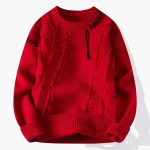 Men's Sweater with Textured Surface and Ribbed Edges - Image 4