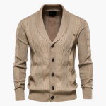 Men’s Knit Cardigan with Shawl Collar and Button Fastening - Image 3