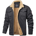 Men's Lined Bomber Jacket with Sherpa Collar and Inner Fleece - Image 4