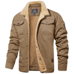 Men's Lined Bomber Jacket with Sherpa Collar and Inner Fleece - Image 5