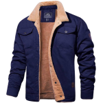 Men's Lined Bomber Jacket with Sherpa Collar and Inner Fleece - Image 3