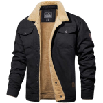 Men's Lined Bomber Jacket with Sherpa Collar and Inner Fleece - Image 2