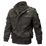 Men’s Military Bomber Jacket with Zip Closure and Front Pockets - Image 3