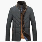 Men’s Padded Jacket with Stand Collar and Dual Closure - Image 2