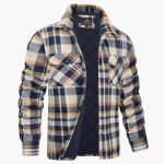 Men’s Plaid Button Up Jacket with Quilted Lining - Image 3