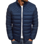 Men's Quilted Bomber Jacket with Zip Closure and Long Sleeves - Image 4