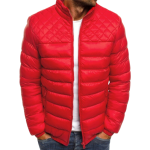 Men's Quilted Bomber Jacket with Zip Closure and Long Sleeves - Image 3
