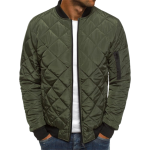 Men's Quilted Bomber Jacket with Zipper Closure and Ribbed Edges - Image 5
