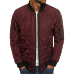 Men's Quilted Bomber Jacket with Zipper Closure and Ribbed Edges - Image 3