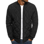 Men's Quilted Bomber Jacket with Zipper Closure and Ribbed Edges - Image 4