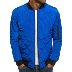 Men's Quilted Bomber Jacket with Zipper Closure and Ribbed Edges - Image 6