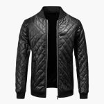 Men’s Quilted Bomber Jacket with Zipper Front - Image 3