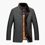 Men's Quilted Jacket with Button Closure and Stand Collar - Image 2