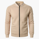 Men’s Quilted Sweatshirt with Zip Front and Ribbed Collar - Image 2